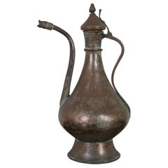 Antique Dovetailed Copper Turkish Goose Neck Pitcher Coffee Tea Pot Samovar