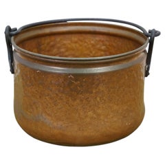 Antike Dovetailed gehämmert Kupfer Lager Topf Kessel Kochen Kessel Eimer 8,5"