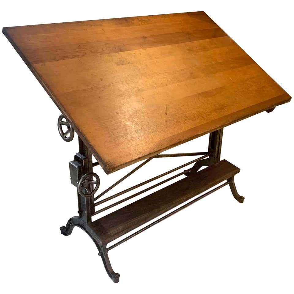 Exceptional Antique Cast Iron Drafting Table by Keuffel and Esser at ...