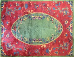 Antique Dragon Art Deco Chinese Carpet, Early 20th Century, 8'9" x 11'6"