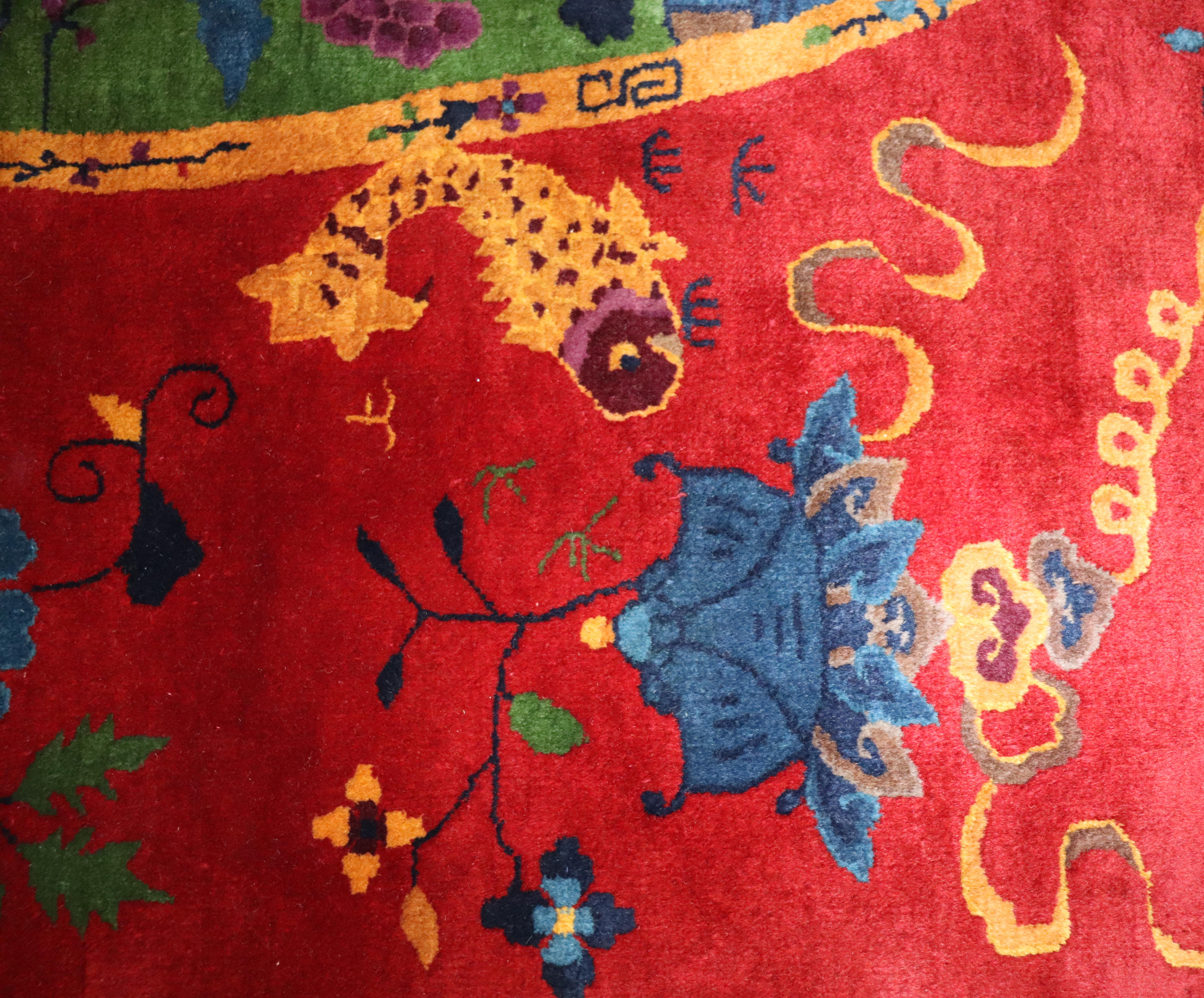Antique Dragon Art Deco Chinese Carpet, Early 20th Century, 8'9