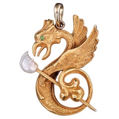 Pendentif Dragon antique en or 10k
