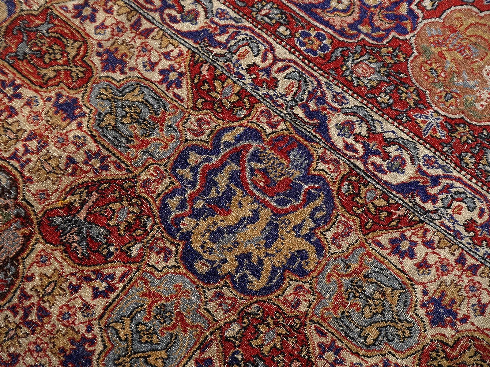Antique Dragon Rug Hand Knotted in Hereke Turkish Carpet For Sale 13