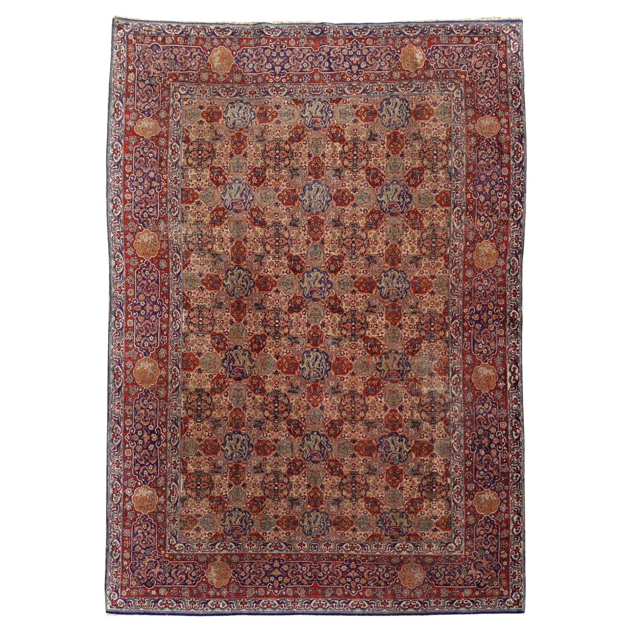 Antique Dragon Rug Hand Knotted in Hereke Turkish Carpet For Sale
