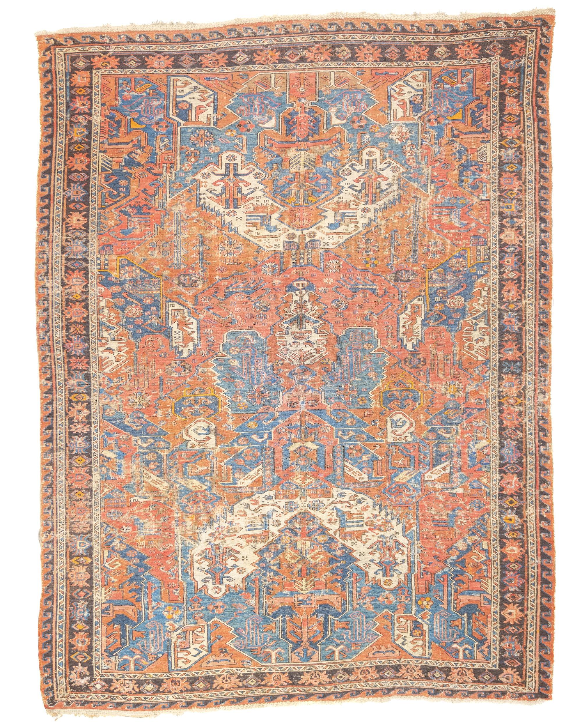 Antiker Soumak-Teppich mit Drachen 5'1'' x 6'9'' (Persisch) im Angebot