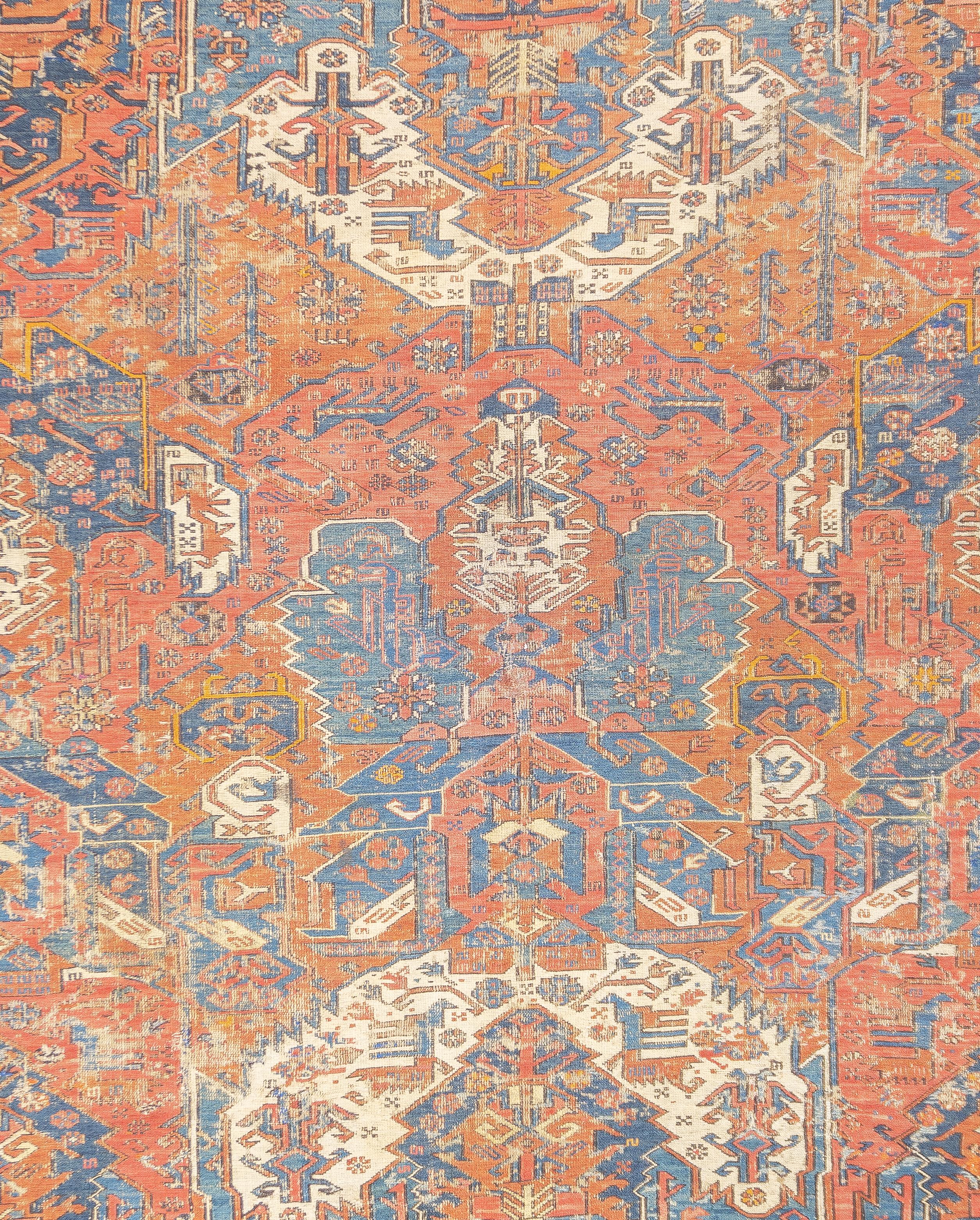 19th Century Antique Dragon Soumak Rug 5'1'' x 6'9'' For Sale