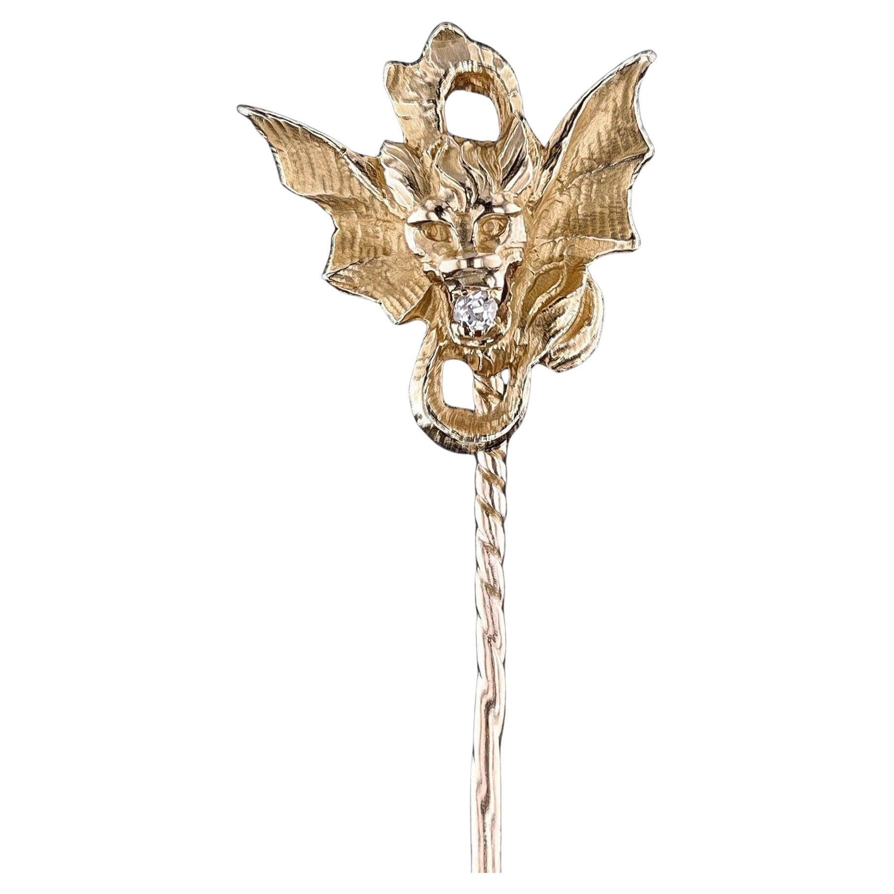 Antique Dragon Stickpin of 18k Gold