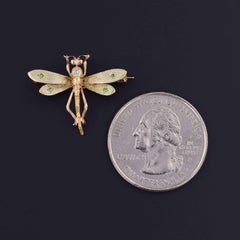 Antique Dragonfly Pin of 14k Gold