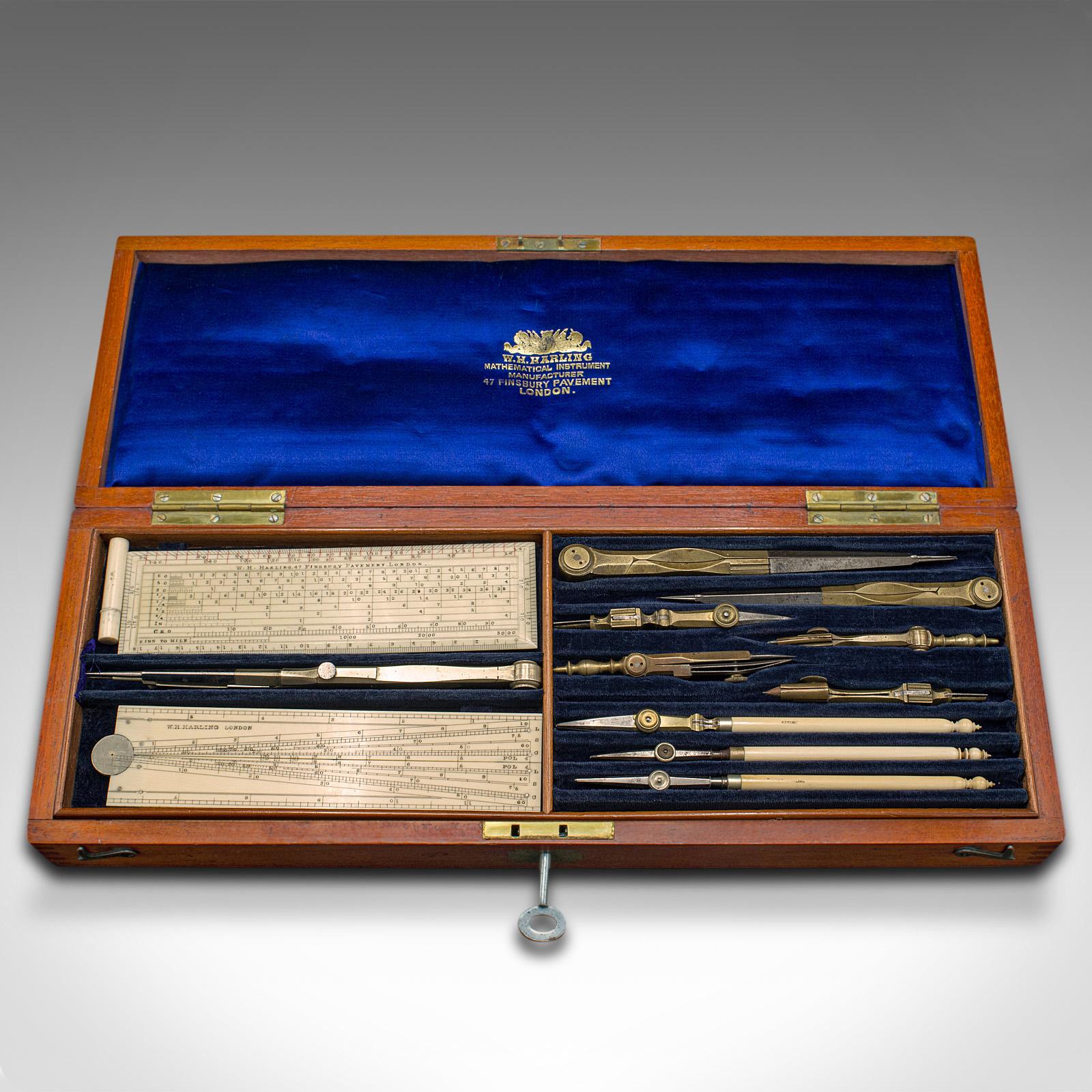 Antique Draughtsman's Tool Set, English, Cartography, Instruments, Edwardian In Good Condition For Sale In Hele, Devon, GB