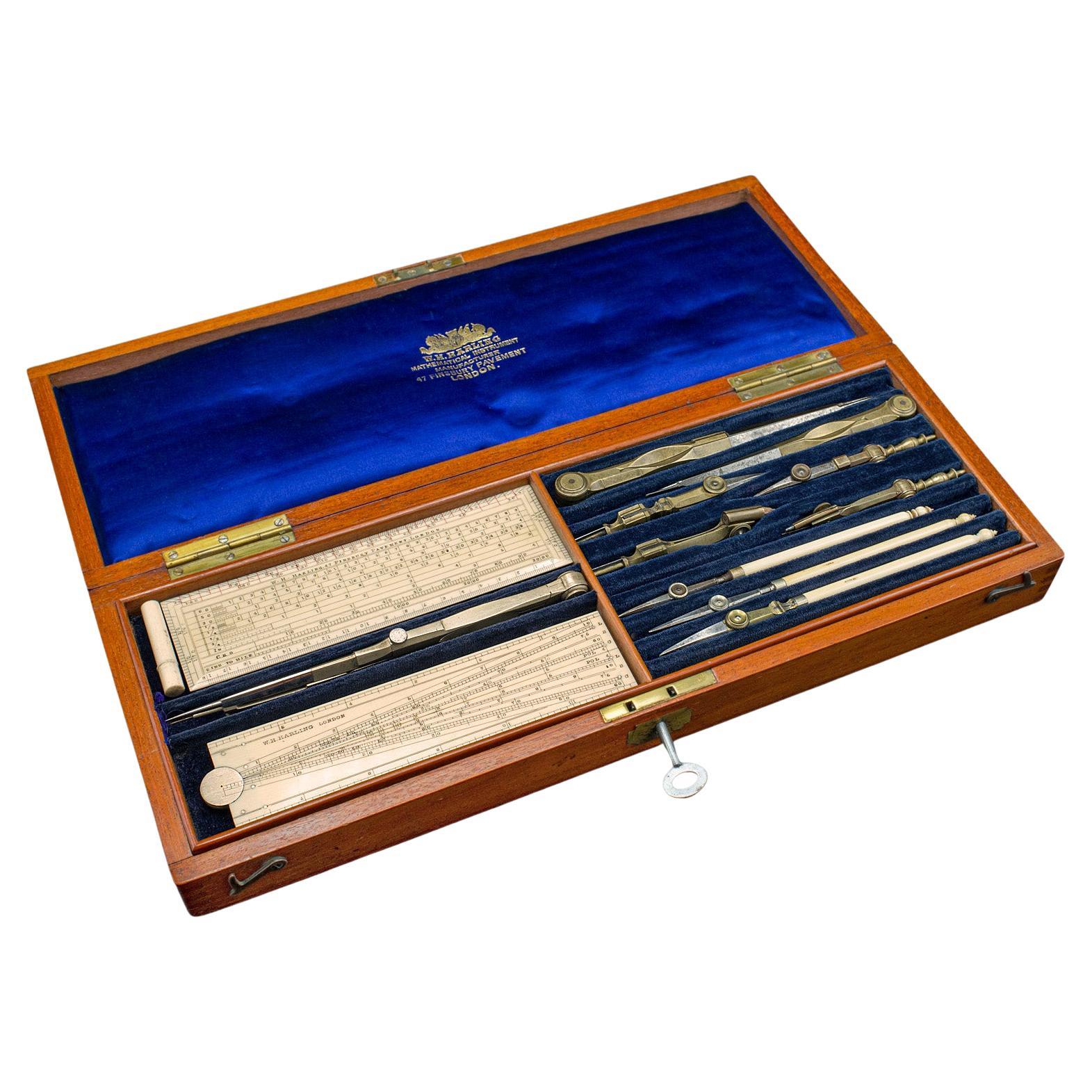 Antique Draughtsman's Tool Set, English, Cartography, Instruments, Edwardian For Sale