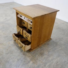 Antique Drawer Card File Cabinet with Curtain Door
