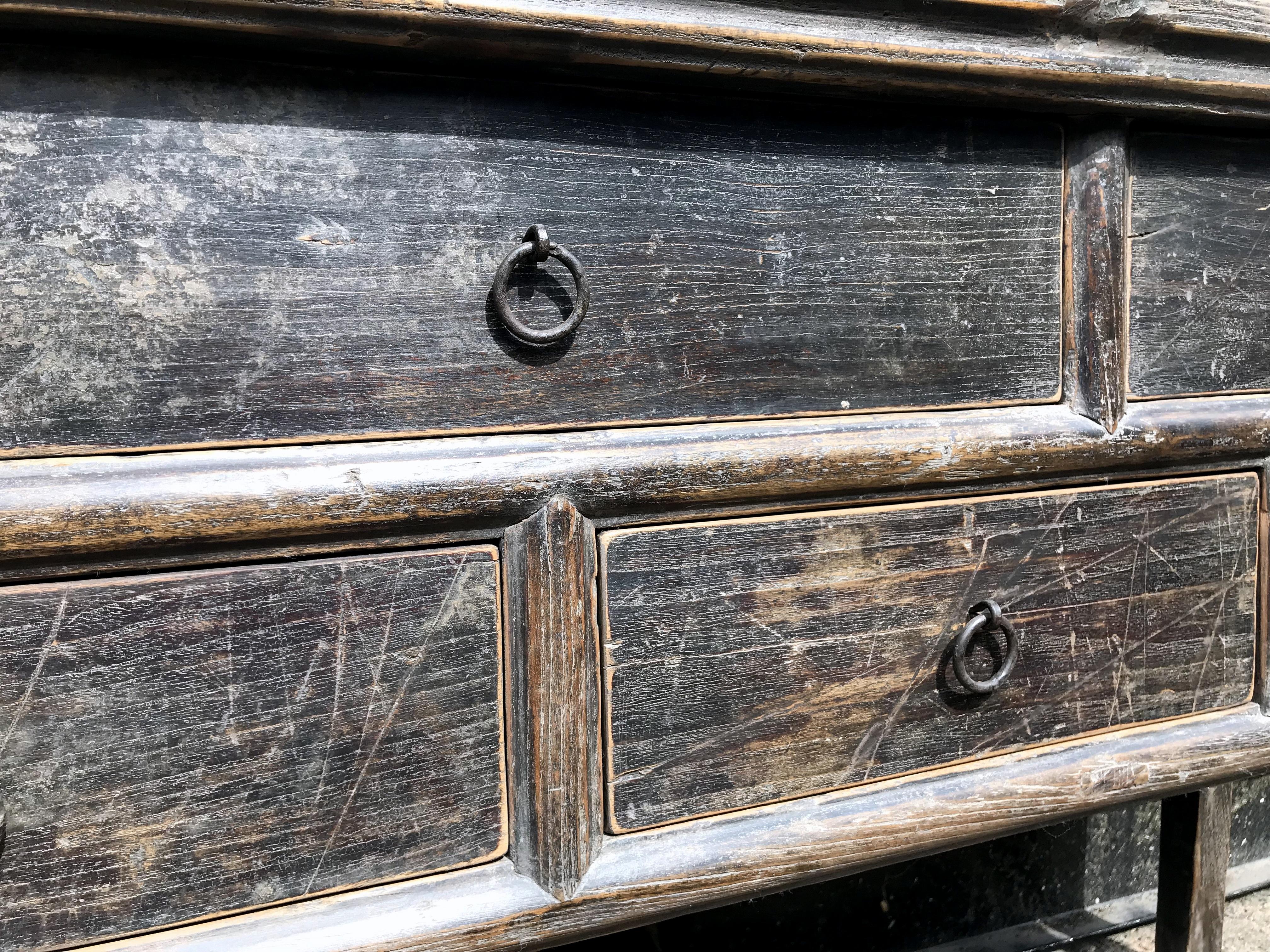 Antique Drawer Sideboard with Dark Patina In Good Condition In Eindhoven, NL