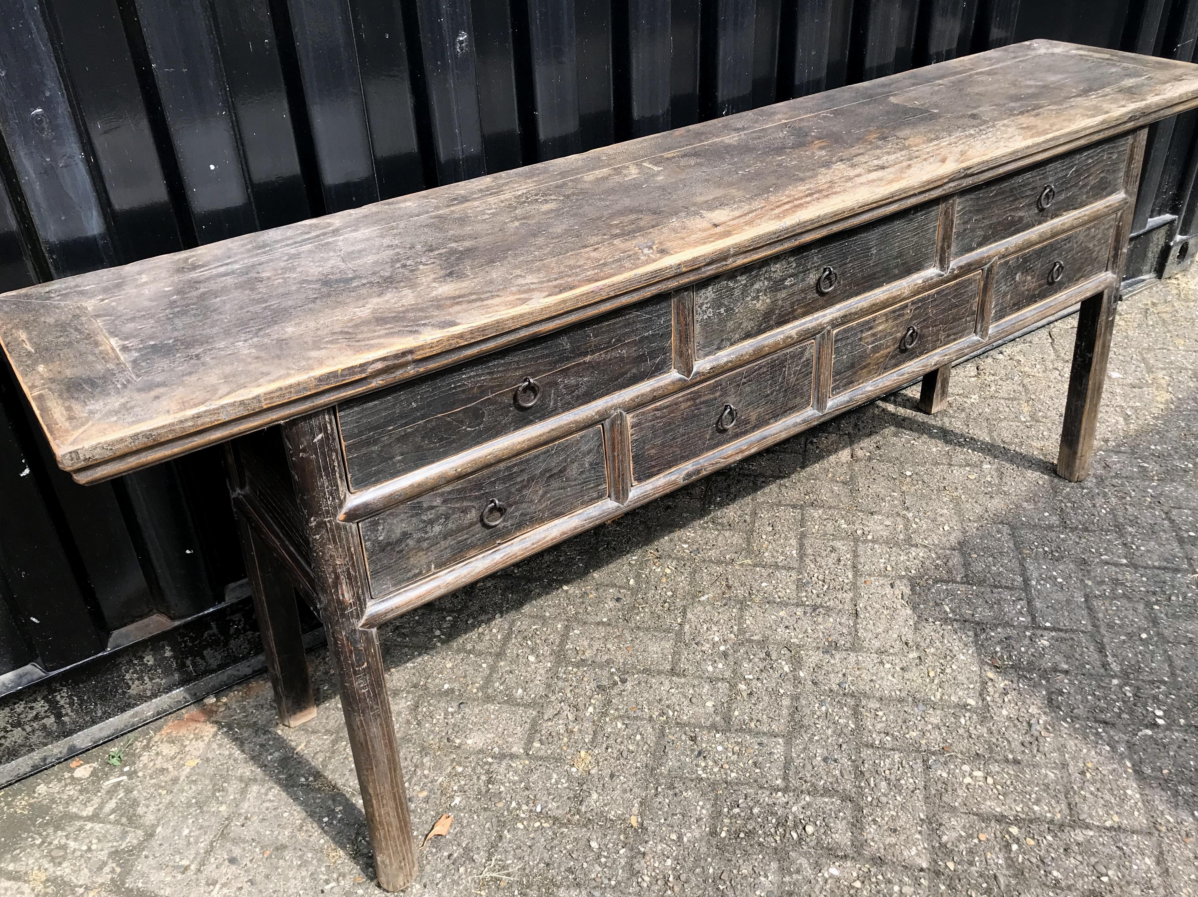 20th Century Antique Drawer Sideboard with Dark Patina