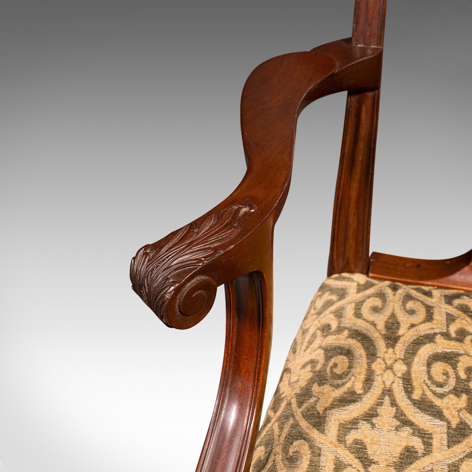 Antiker Zeichnungszimmersessel, englisch, Elbow Chair, Chippendale Revival, um 1900 im Angebot 2