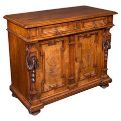 Antiguo Gabinete de Salón, Francés, Nogal, Buffet, Neoclásico, Victoriano