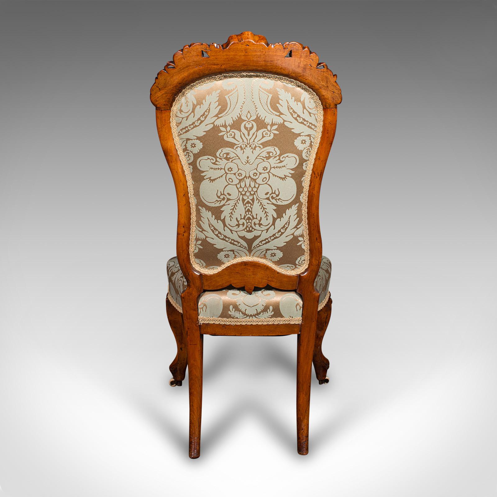 19th Century Antique Drawing Room Chair, English, Walnut, Ladies, Side Seat, Early Victorian For Sale