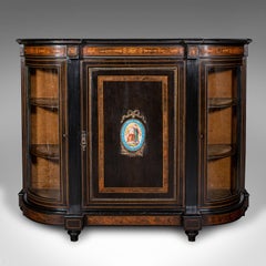Antique Drawing Room Credenza, English, Walnut, Display Cabinet, Victorian, 1850