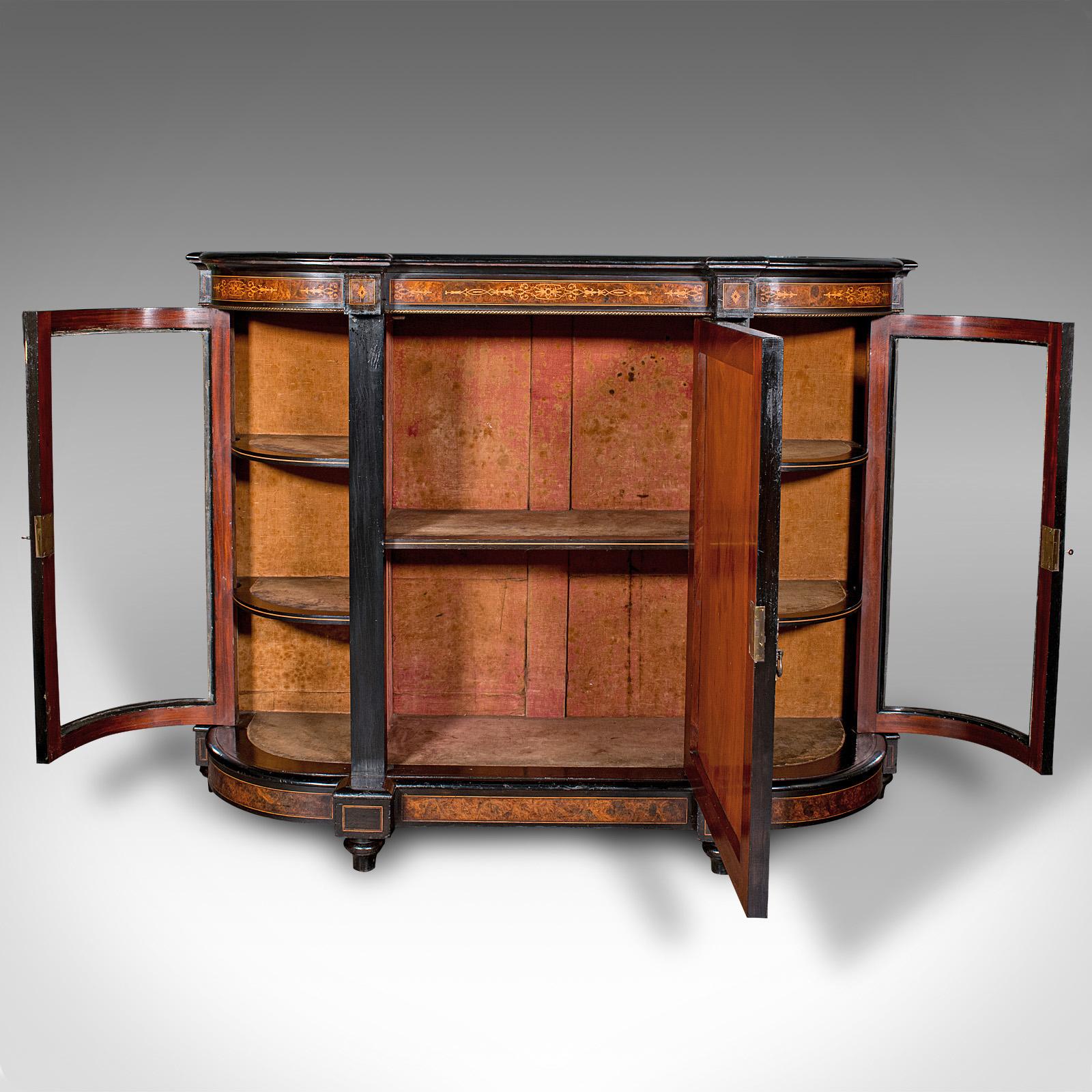 Early Victorian Antique Drawing Room Credenza, English, Walnut, Display Cabinet, Victorian, 1850 For Sale