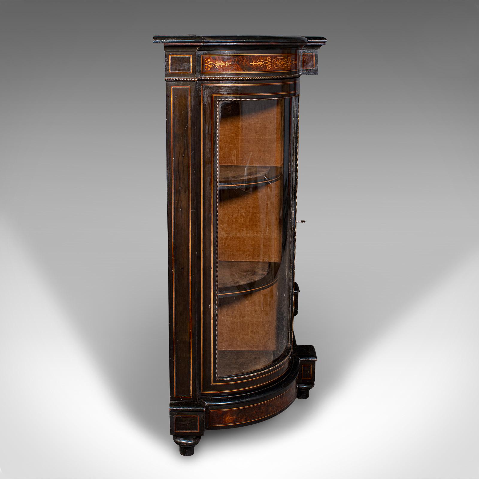 British Antique Drawing Room Credenza, English, Walnut, Display Cabinet, Victorian, 1850 For Sale