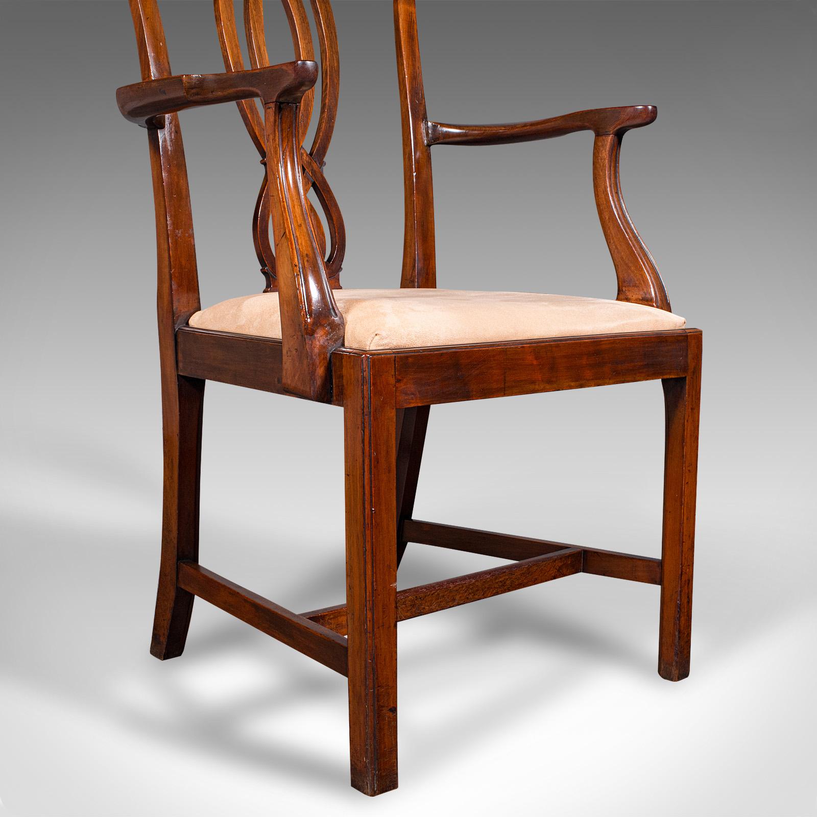 Antique Drawing Room Elbow Chair, English, Carver, Chippendale Taste, Georgian For Sale 4
