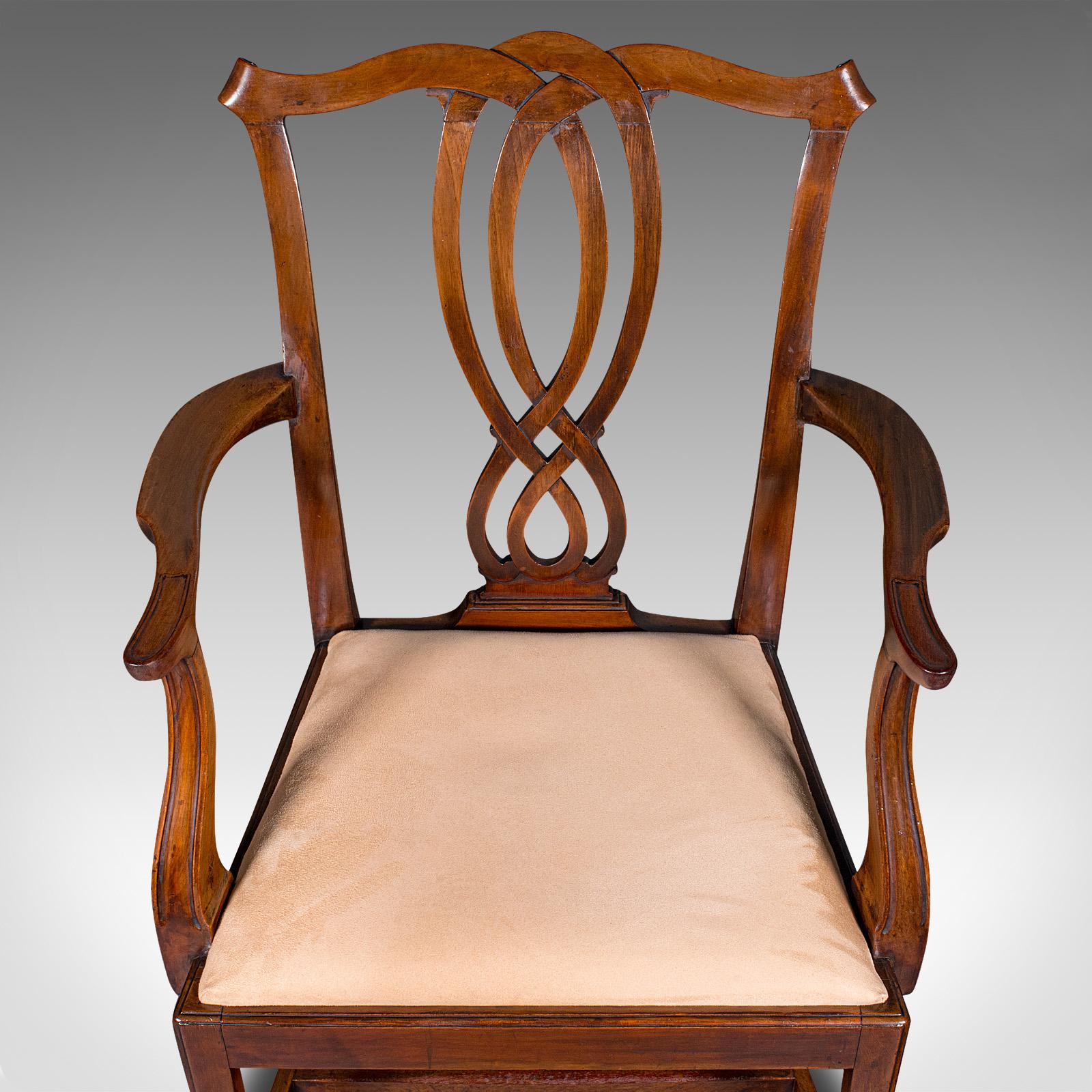 Antique Drawing Room Elbow Chair, English, Carver, Chippendale Taste, Georgian For Sale 1