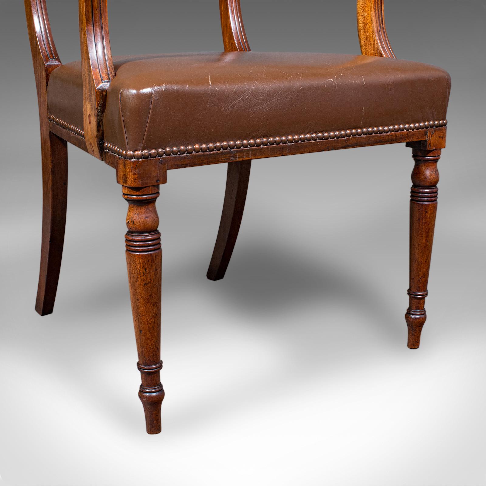 Antique Drawing Room Elbow Chair, English, Leather, Desk Seat, Regency, C.1820 For Sale 7