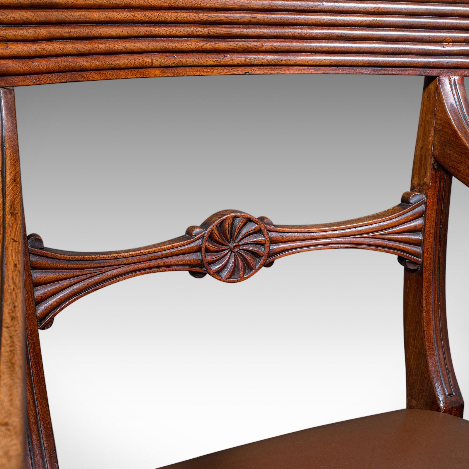 Antique Drawing Room Elbow Chair, English, Leather, Desk Seat, Regency, C.1820 For Sale 4
