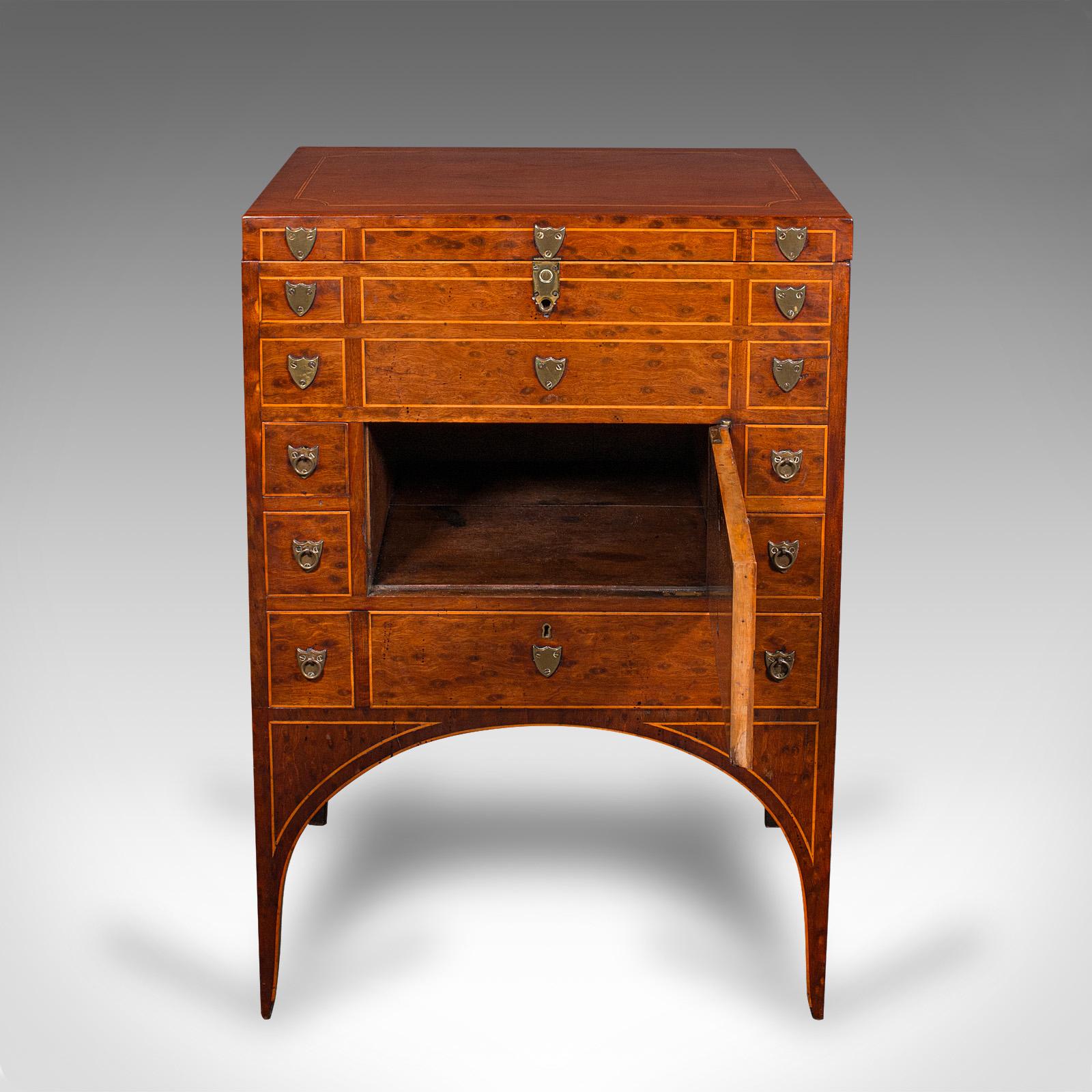 Antique Drawing Room Show Cabinet, English, Burr Walnut, Chest on Stand, Regency In Good Condition For Sale In Hele, Devon, GB