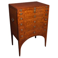 Antique Drawing Room Show Cabinet, English, Burr Walnut, Chest on Stand, Regency