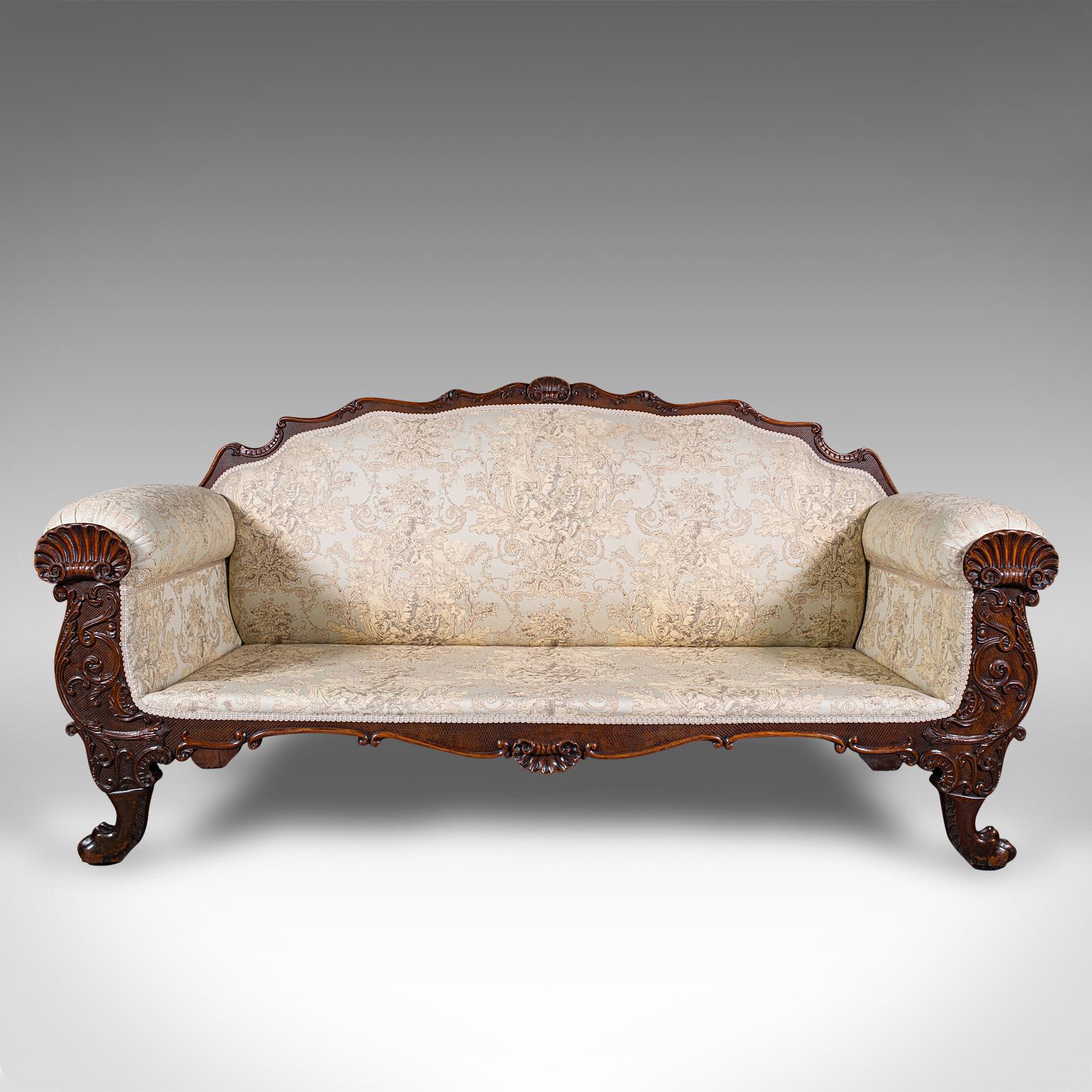 Sofa d'antiquités anglais, grande banquette à 2 places, cadre d'exposition, William IV en vente 5
