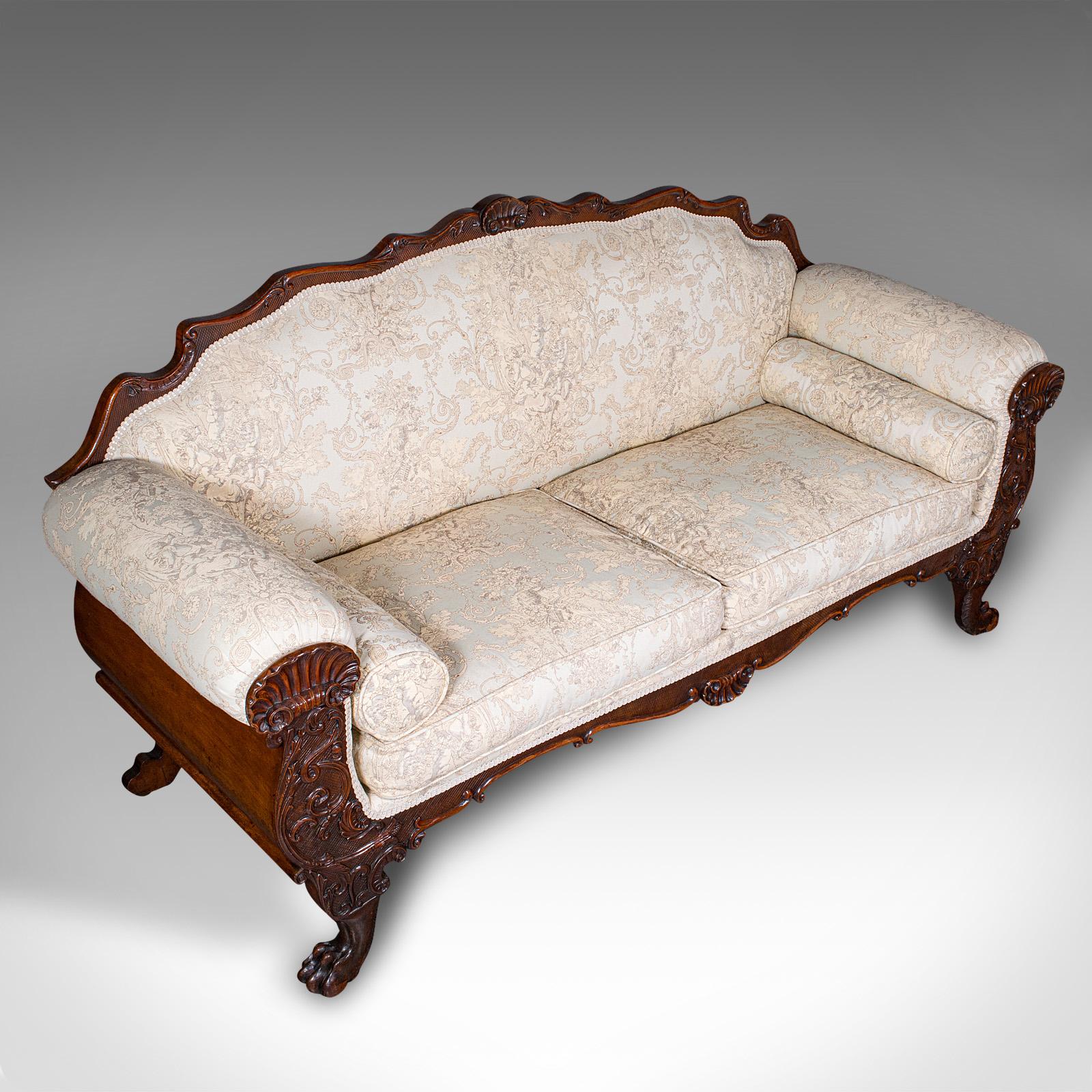 XIXe siècle Sofa d'antiquités anglais, grande banquette à 2 places, cadre d'exposition, William IV en vente