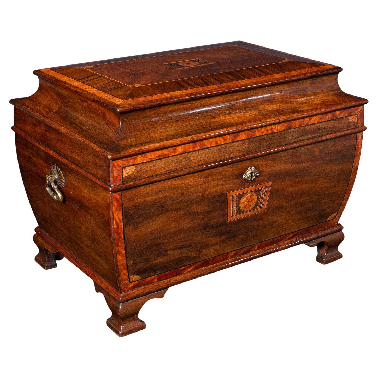 Caja antigua para mezclar té, inglesa, caddy para hojas sueltas, Regencia, 1820 en venta