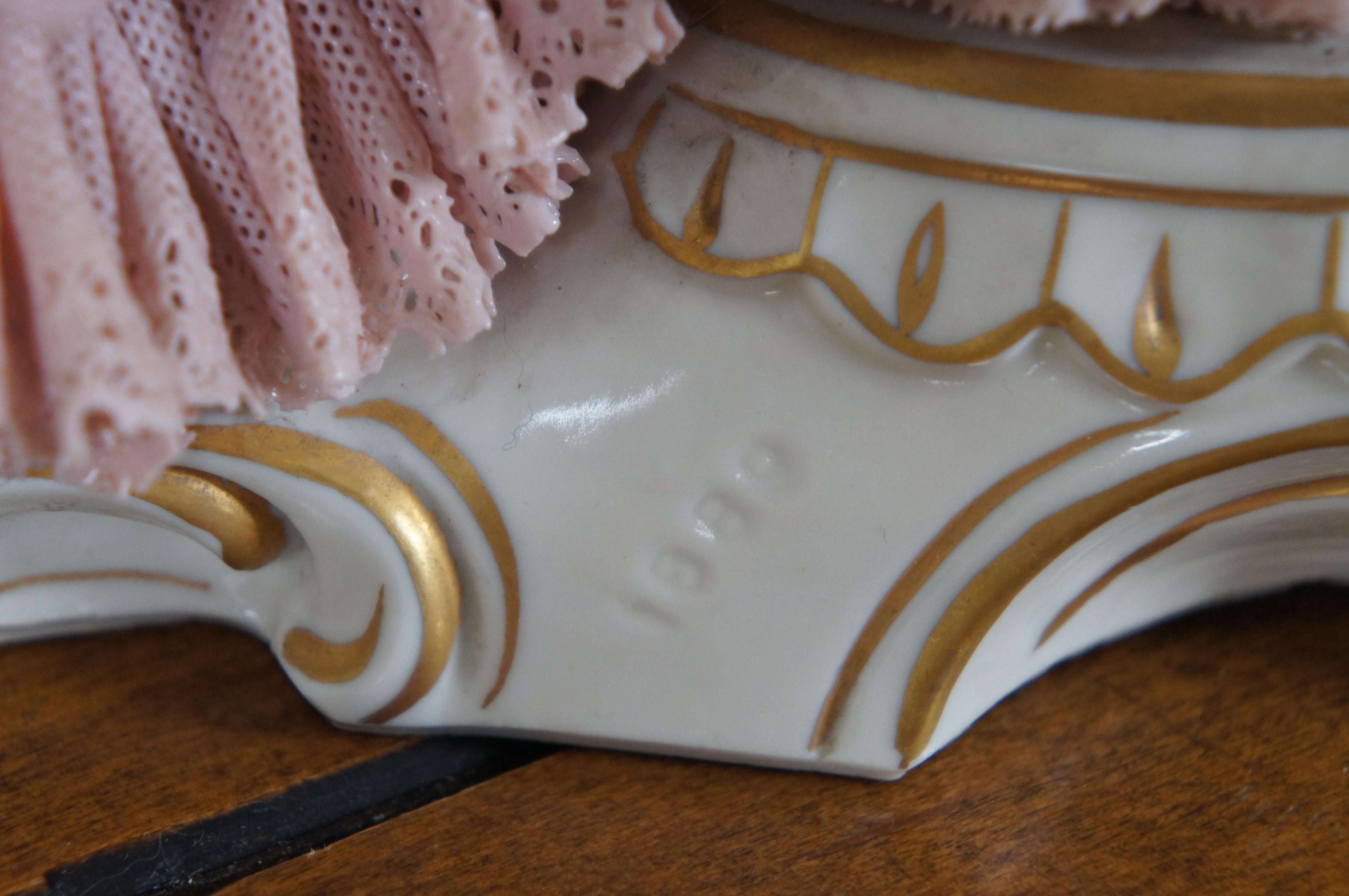 Antique Dresden Capodimonte Porcelain Lace Music Room Group Cello Piano 5