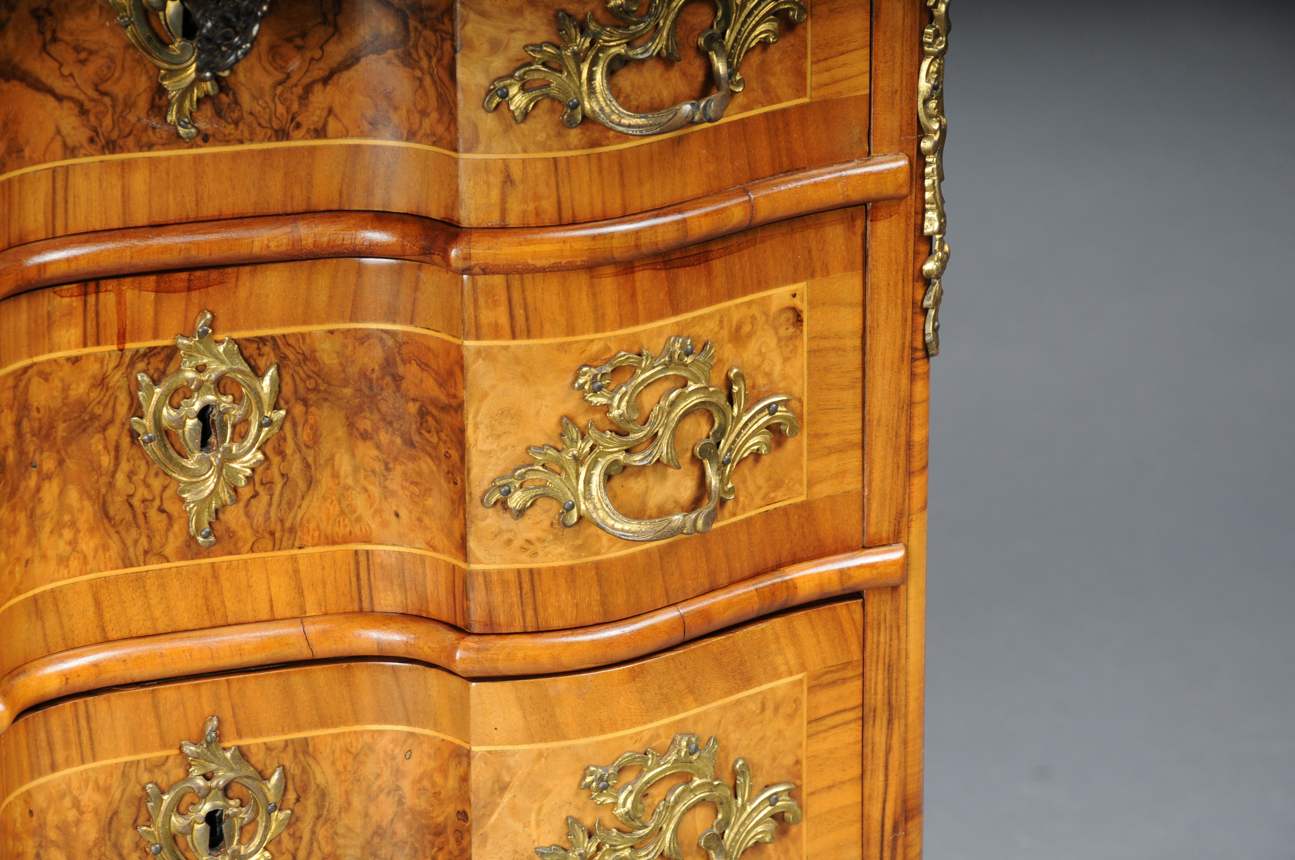 Ottone Antica cassettiera di Dresda, in Oak con impiallacciatura in noce, 1870 ca. in vendita