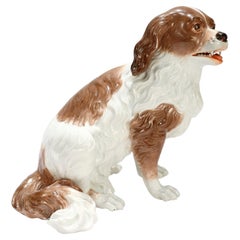 Antique Dresden Porcelain King Charles Spaniel Sculpture or Figurine