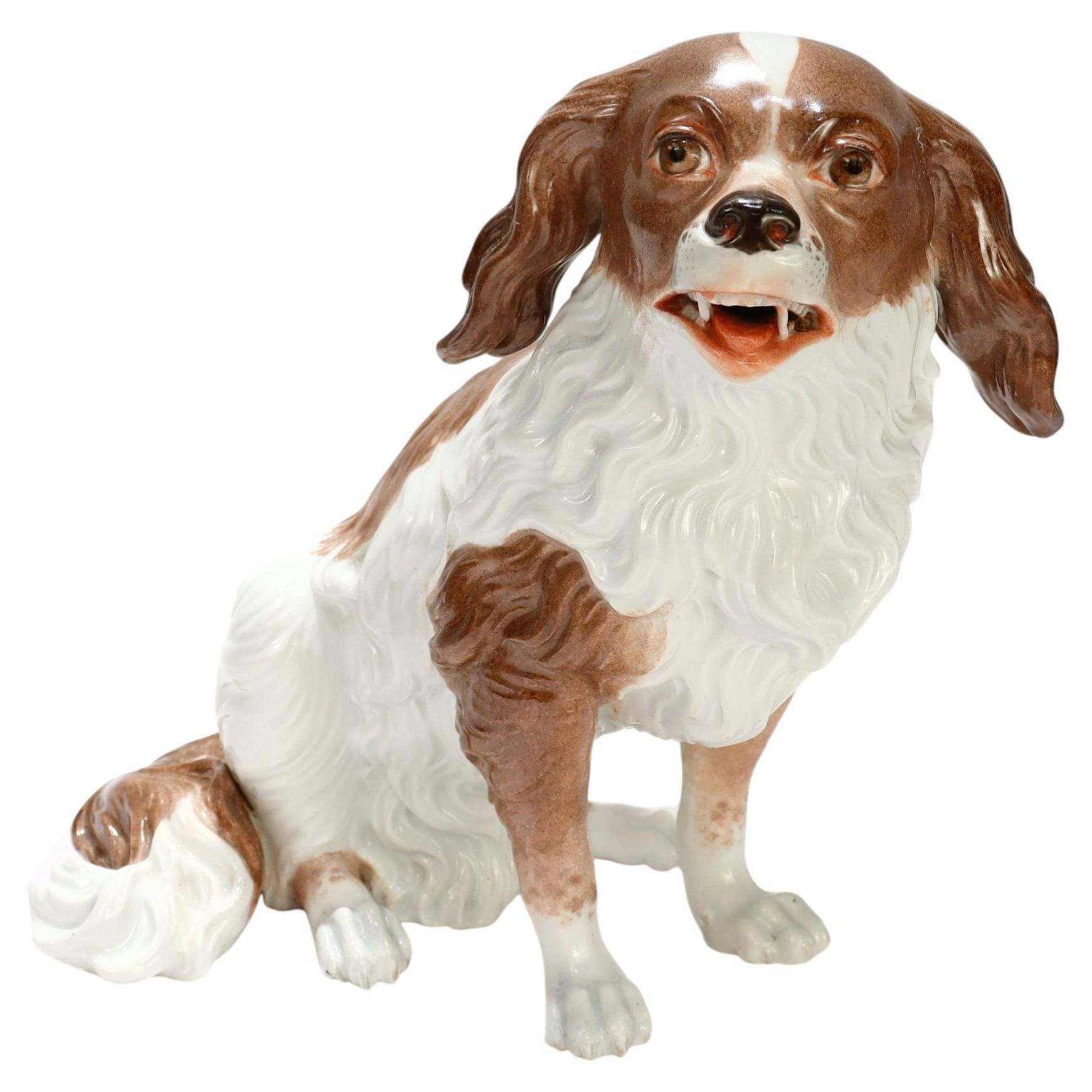 Antique Dresden Porcelain King Charles Spaniel Sculpture or Figurine