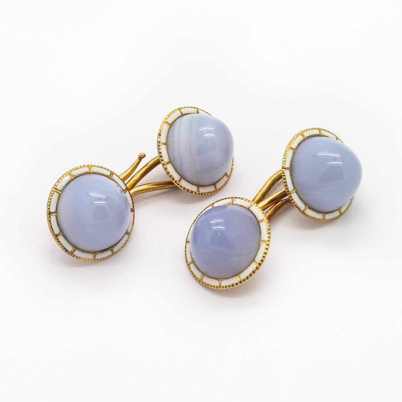 Édouardien Robe ancienne en dentelle d'agate bleue, émail blanc et or, CIRCA 1910