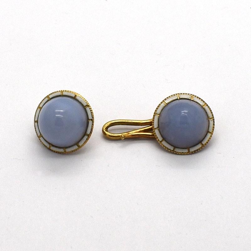 Robe ancienne en dentelle d'agate bleue, émail blanc et or, CIRCA 1910 1