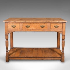 Antique Dresser Base, English Oak Kitchen Sideboard, Georgian Revival, Edwardian