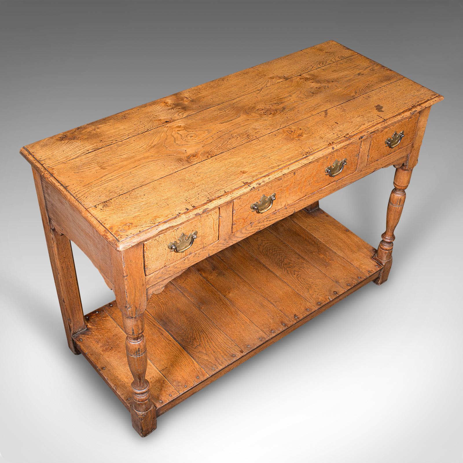 Antique Dresser Base, English Oak Kitchen Sideboard, Georgian Revival, Edwardian For Sale 1