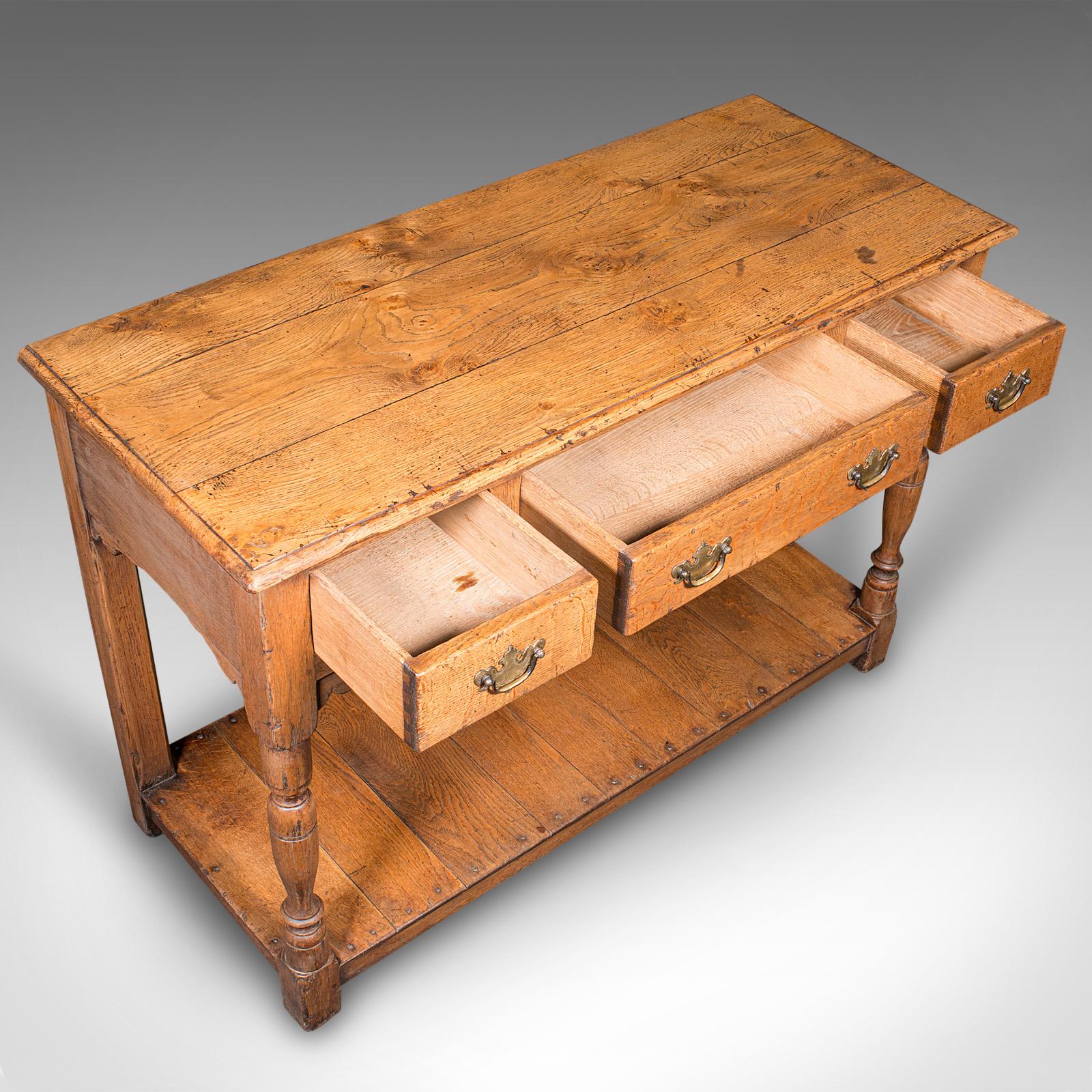 Antique Dresser Base, English Oak Kitchen Sideboard, Georgian Revival, Edwardian For Sale 2
