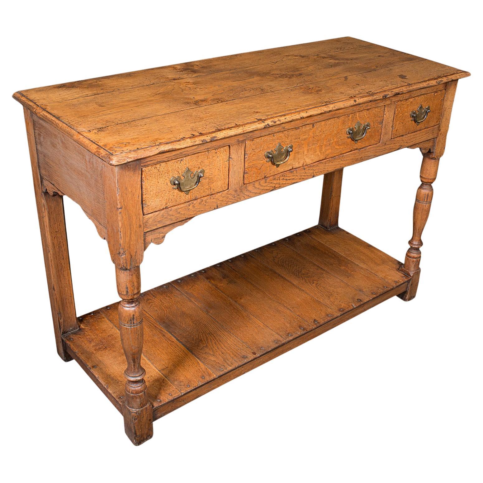 Antique Dresser Base, English Oak Kitchen Sideboard, Georgian Revival, Edwardian For Sale