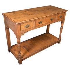 Antique Dresser Base, English Oak Kitchen Sideboard, Georgian Revival, Edwardian