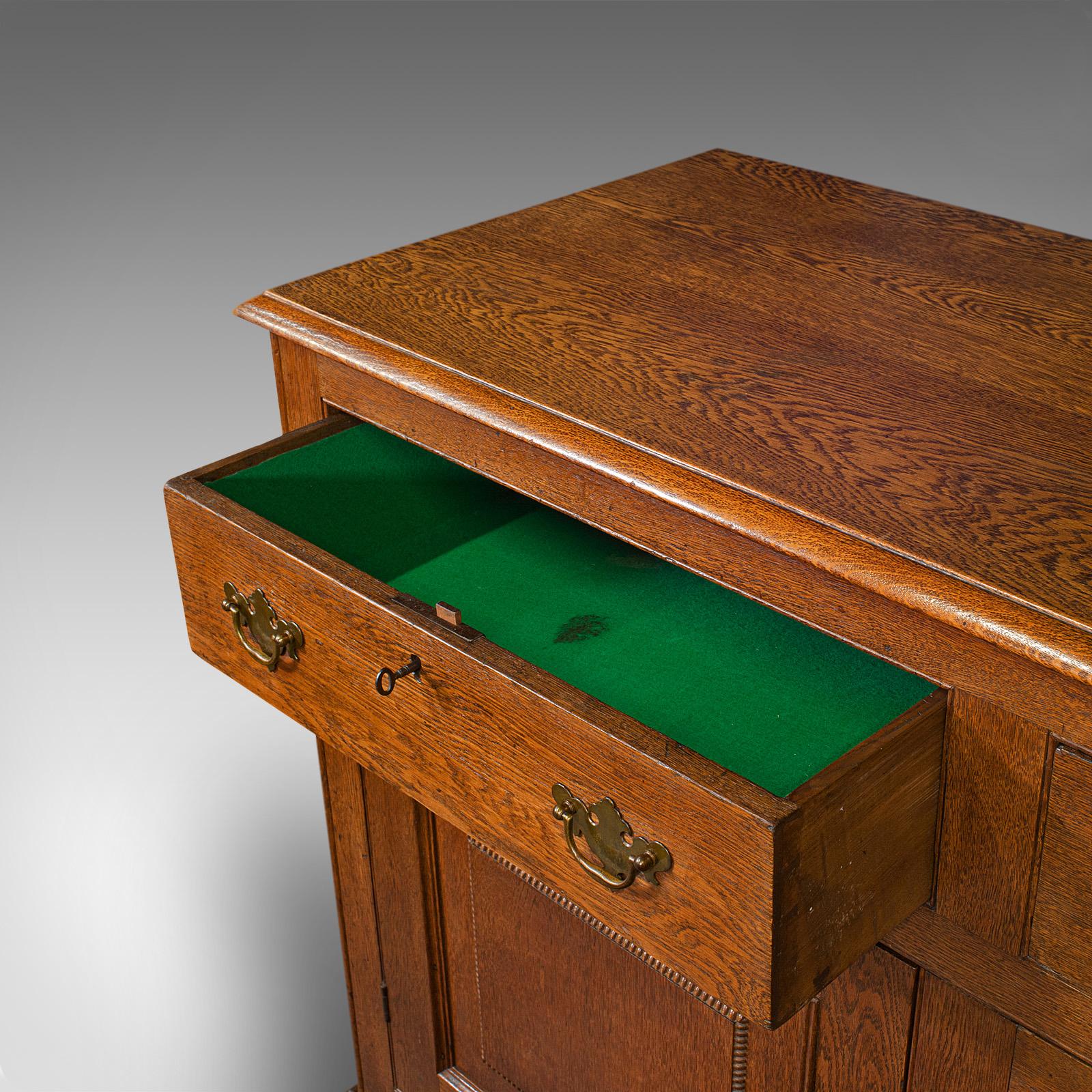 Antique Dresser Base, English, Oak, Side Cabinet, Georgian Revival, Victorian 5