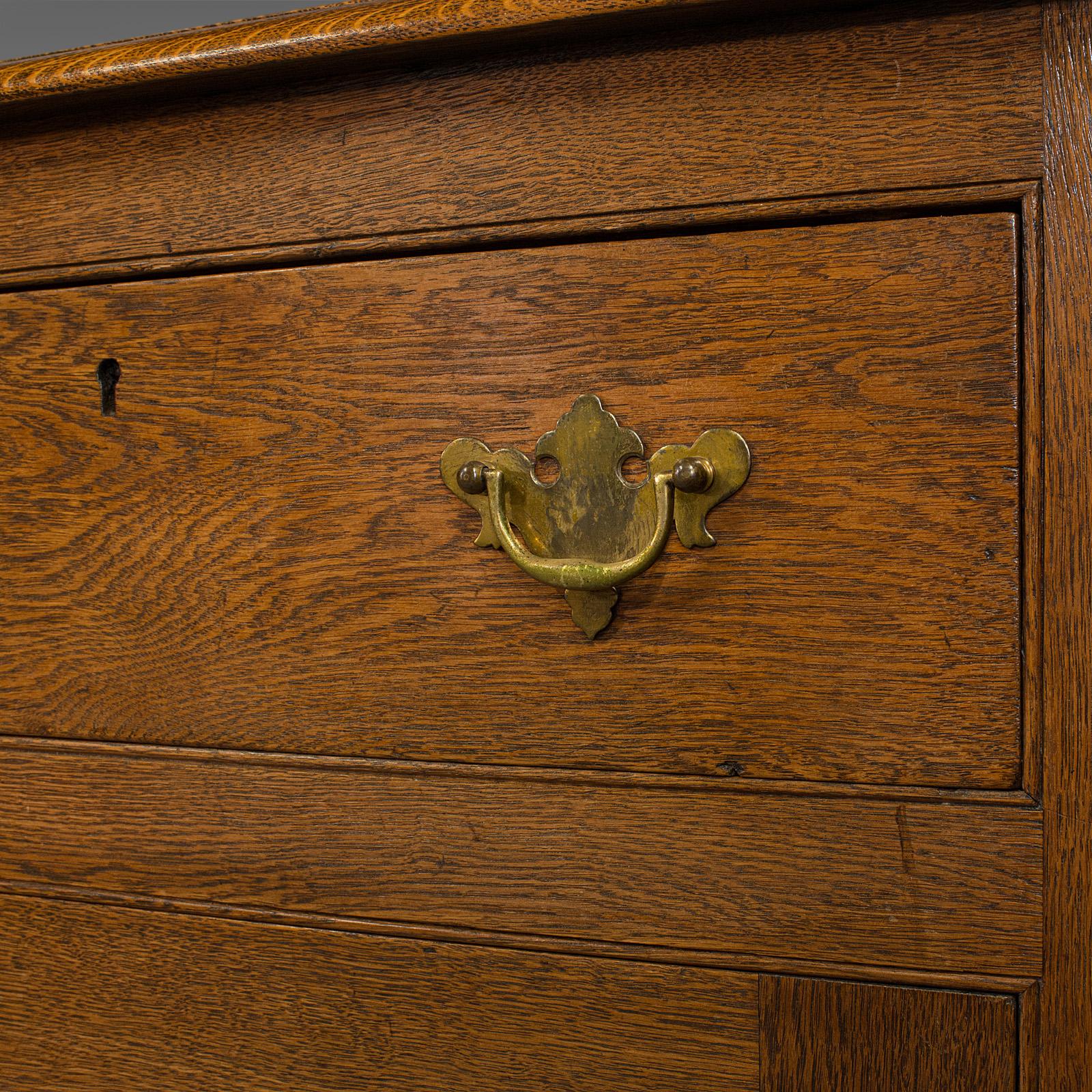 Antique Dresser Base, English, Oak, Side Cabinet, Georgian Revival, Victorian 6