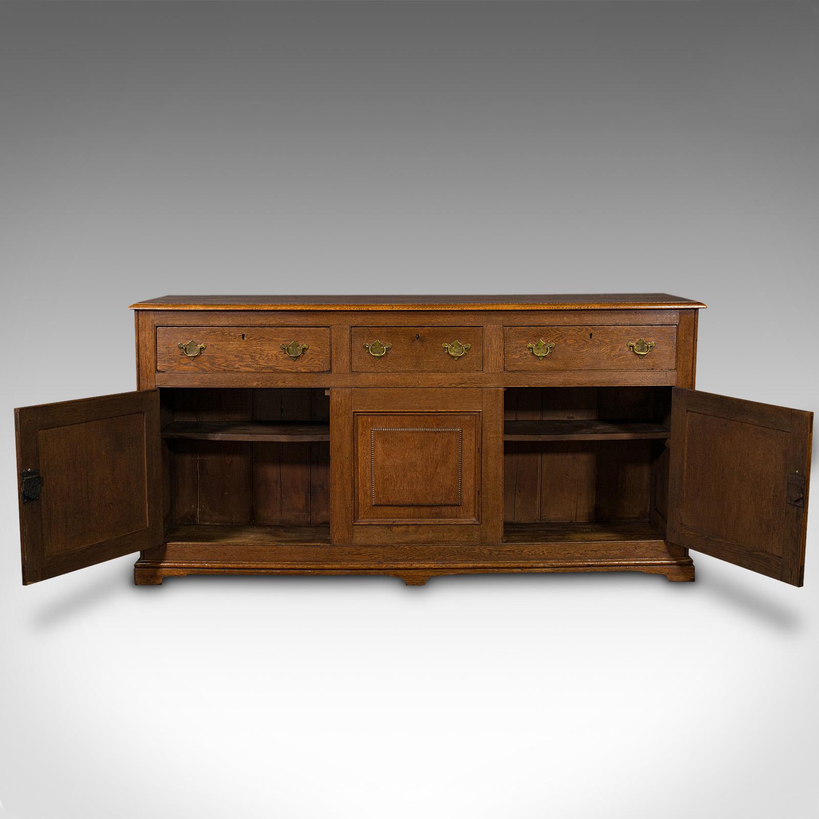 British Antique Dresser Base, English, Oak, Side Cabinet, Georgian Revival, Victorian
