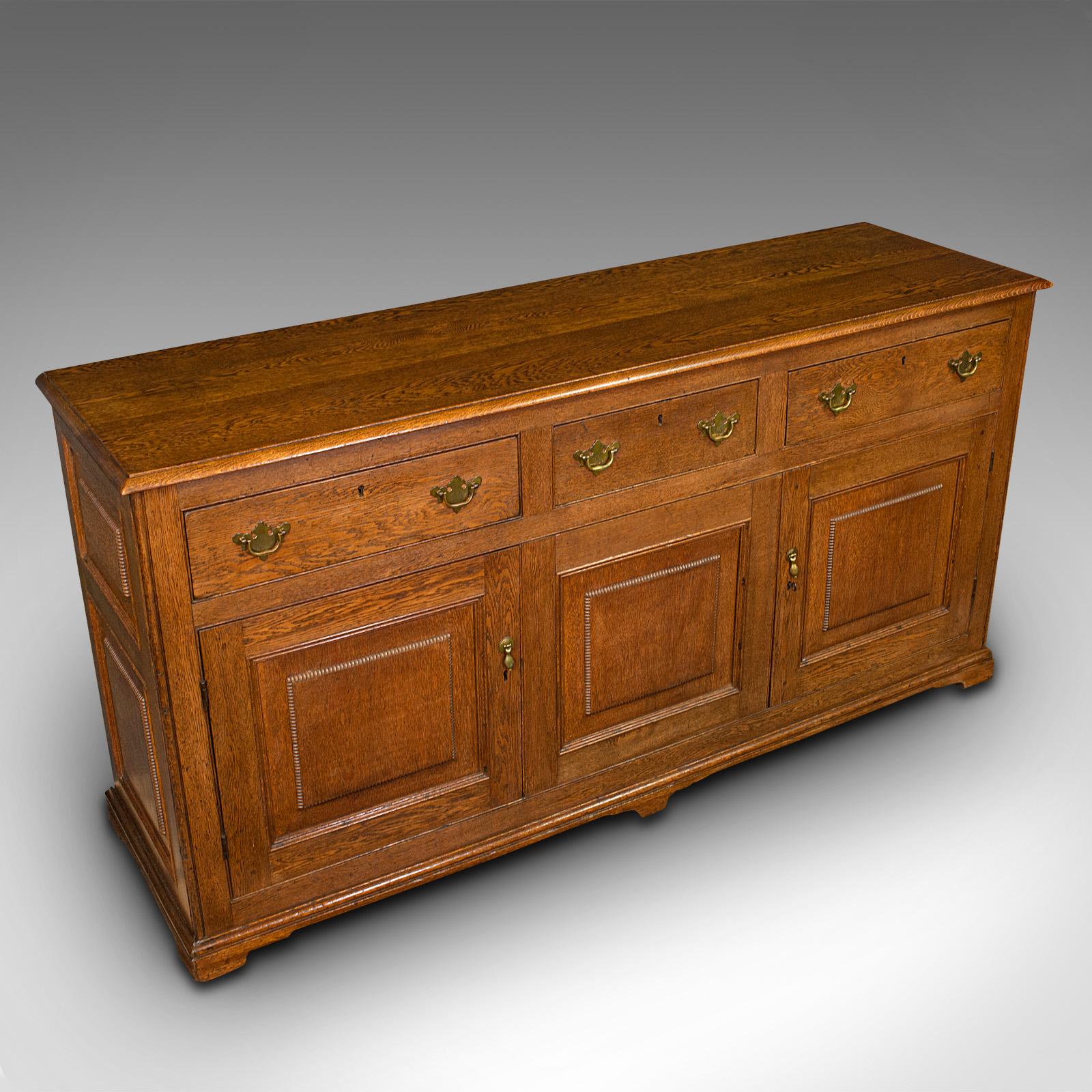 Antique Dresser Base, English, Oak, Side Cabinet, Georgian Revival, Victorian 2