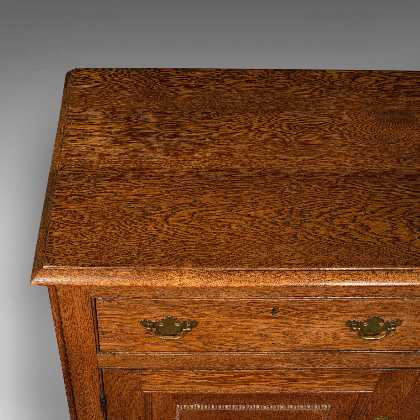 Antique Dresser Base, English, Oak, Side Cabinet, Georgian Revival, Victorian 3
