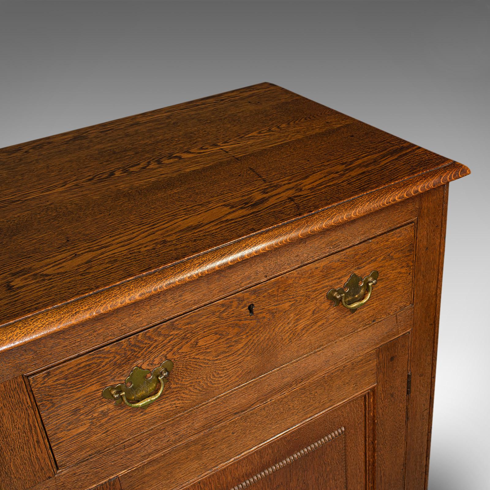 Antique Dresser Base, English, Oak, Side Cabinet, Georgian Revival, Victorian 4