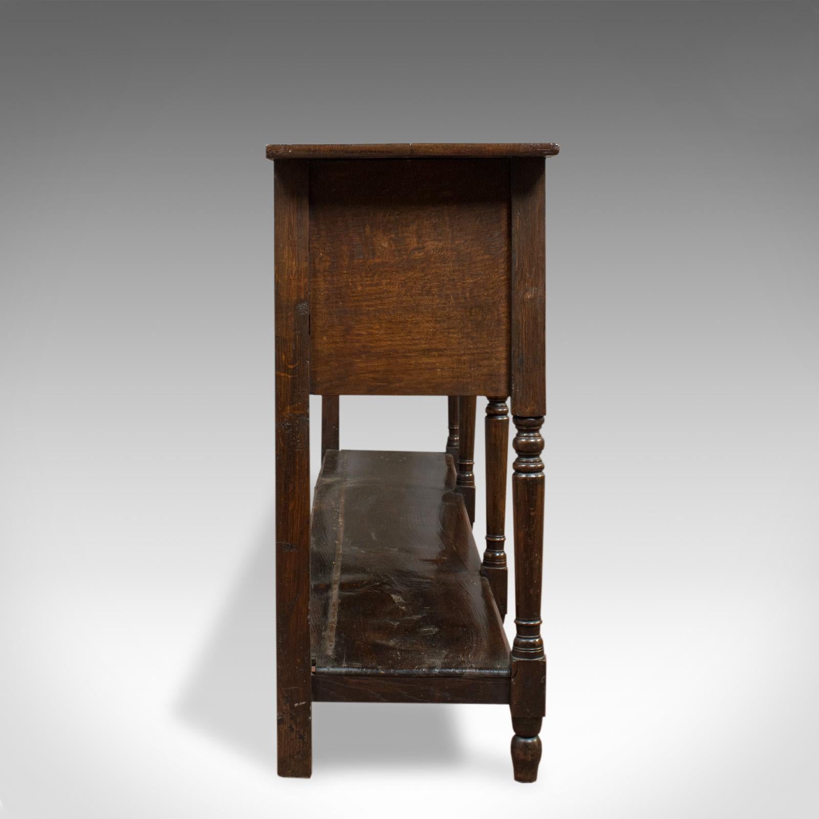 English Antique Dresser Base, Oak, Side Cabinet, Pot Shelf, Georgian, circa 1780